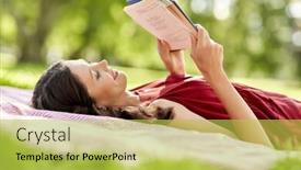  Presentation with picnic - Colorful presentation enhanced with leisure-and-people-concept-happy backdrop and a yellow colored foreground