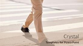  Presentation with city people walking - Audience pleasing PPT theme consisting of leisure and people concept - senior man walking along summer city crosswalk backdrop and a soft green colored foreground
