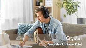  Presentation with music book - Amazing presentation design having leisure-and-people-concept-young backdrop and a coral colored foreground