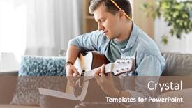  Presentation with music book - PPT layouts enhanced with leisure-and-people-concept-young background and a violet colored foreground