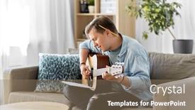  Presentation with music book - Beautiful PPT theme featuring leisure-and-people-concept-young backdrop and a coral colored foreground