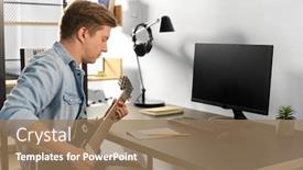  Presentation with music book - Audience pleasing presentation theme consisting of leisure-and-people-concept-young backdrop and a coral colored foreground