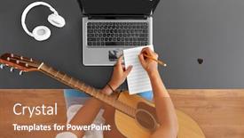  Presentation with music book - Presentation theme consisting of leisure-and-people-concept-young background and a red colored foreground