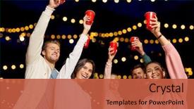  Presentation with party lights - Colorful PPT theme enhanced with leisure celebration and people concept backdrop and a red colored foreground