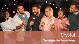  Presentation with celebration - Cool new slide deck with leisure celebration and people concept backdrop and a  colored foreground