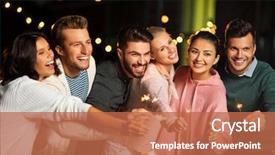  Presentation with celebration - Slide set with leisure celebration and people concept background and a coral colored foreground