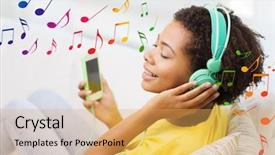  Presentation with music notes - Colorful PPT layouts enhanced with leisure concept - happy african backdrop and a yellow colored foreground