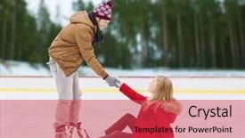  Presentation with helping women - Amazing presentation design having leisure concept - smiling man backdrop and a red colored foreground