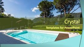  Presentation with swimming pool - Audience pleasing presentation theme consisting of leisure design - exterior with swimming pool garden backdrop and a tawny brown colored foreground