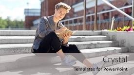  Presentation with education - PPT theme featuring leisure-education-and-people-concept background and a light gray colored foreground