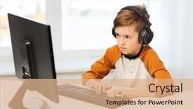  Presentation with technology education - Audience pleasing slides consisting of leisure education children technology backdrop and a coral colored foreground