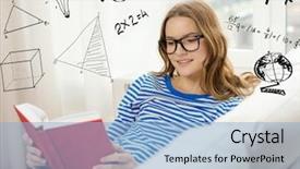  Presentation with book glasses - Slide deck consisting of leisure education and home concept background and a  colored foreground