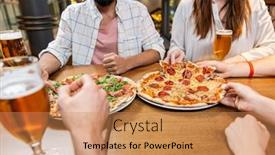  Presentation with holidays - Slide set having leisure-food-and-drinks-people background and a  colored foreground