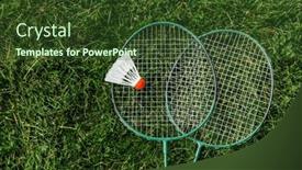  Presentation with badminton - Theme featuring leisure-games-and-sport-equipment background and a tawny brown colored foreground