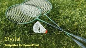  Presentation with badminton - Presentation theme consisting of leisure-games-and-sport-equipment background and a tawny brown colored foreground