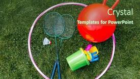  Presentation with badminton - Presentation featuring leisure-games-sport-equipment background and a tawny brown colored foreground