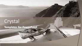  Presentation with santorini - Presentation having leisure-life-settings-with-old background and a gray colored foreground