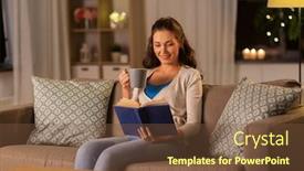  Presentation with literature - Audience pleasing theme consisting of leisure-literature-and-people-concept backdrop and a tawny brown colored foreground