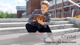  Presentation with literature - Audience pleasing PPT theme consisting of leisure-literature-and-people-concept backdrop and a light gray colored foreground