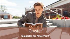  Presentation with literature - Audience pleasing PPT theme consisting of leisure-literature-and-people-concept backdrop and a tawny brown colored foreground