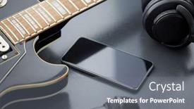  Presentation with bass guitar - Colorful slide set enhanced with leisure-music-and-musical-instruments backdrop and a gray colored foreground