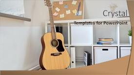  Presentation with acoustic - Slide set with leisure-music-and-musical-instruments background and a coral colored foreground