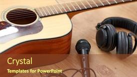  Presentation with music instruments - PPT theme having leisure-music-and-musical-instruments background and a tawny brown colored foreground