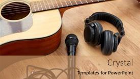  Presentation with music instruments - Cool new PPT layouts with leisure-music-and-musical-instruments backdrop and a coral colored foreground