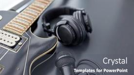  Presentation with bass guitar - Theme featuring leisure-music-and-musical-instruments background and a dark gray colored foreground