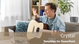  Presentation with computer music - Presentation featuring leisure-music-and-people-concept background and a coral colored foreground