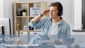  Presentation with bass guitar - PPT layouts having leisure-music-and-people-concept background and a seafoam green colored foreground