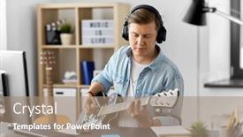  Presentation with bass guitar - Colorful slide deck enhanced with leisure-music-and-people-concept backdrop and a coral colored foreground