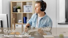  Presentation with bass guitar - Slides with leisure-music-and-people-concept background and a coral colored foreground