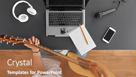  Presentation with computer music - Beautiful slide set featuring leisure-music-and-people-concept backdrop and a coral colored foreground