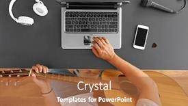  Presentation with computer music - Presentation design with leisure-music-and-people-concept background and a red colored foreground