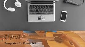  Presentation with computer music - Amazing slides having leisure-music-and-people-concept backdrop and a coral colored foreground