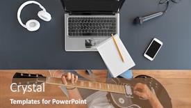  Presentation with computer music - Cool new slide set with leisure-music-and-people-concept backdrop and a coral colored foreground