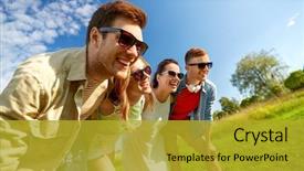  Presentation with friendship - Slide set featuring leisure people and friendship concept background and a gold colored foreground