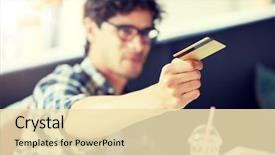  Presentation with credit card - Audience pleasing presentation design consisting of leisure people payment and finance backdrop and a lemonade colored foreground
