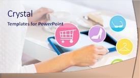  Presentation with internet cafe - Slide set enhanced with leisure people technology and online background and a sky blue colored foreground