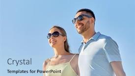  Presentation with relationships - Colorful presentation design enhanced with leisure-relationships-and-people-concept backdrop and a light blue colored foreground