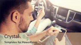  Presentation with road trip signs - Colorful presentation design enhanced with leisure road trip travel technology backdrop and a coral colored foreground