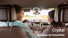  Presentation with road trip - Presentation theme with leisure road trip travel background and a tawny brown colored foreground