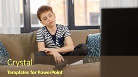  Presentation with sad children - Beautiful slide deck featuring leisure-technology-and-children-concept backdrop and a tawny brown colored foreground