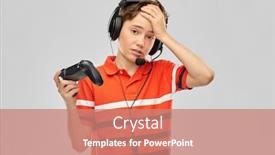  Presentation with children playing - Colorful presentation design enhanced with leisure-technology-and-children-concept backdrop and a coral colored foreground