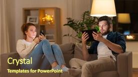  Presentation with internet addiction - Audience pleasing presentation theme consisting of leisure technology and internet addiction backdrop and a tawny brown colored foreground