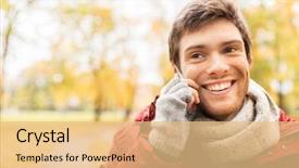  Presentation with young happy people smiling - Colorful presentation enhanced with leisure technology communication and people backdrop and a  colored foreground