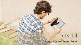  Presentation with man sitting bench - 