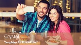  Presentation with happy holidays - PPT layouts featuring leisure-technology-date-people background and a coral colored foreground