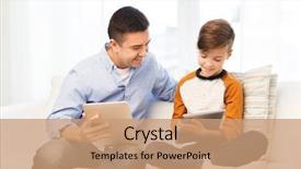  Presentation with communication family - Slide set consisting of leisure technology technology family background and a coral colored foreground